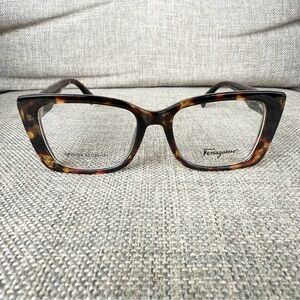 Salvatore Ferragamo Eyeglasses Frame GP23122 Brown Tort Gold Square 52-20-151